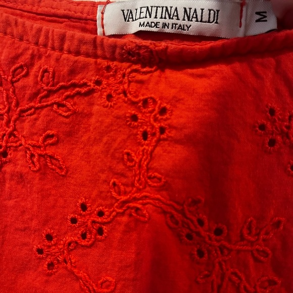 Valentina Naldi Red Embroidered Linen Dress Made in Italy Size M Boho Floral - Picture 2 of 3